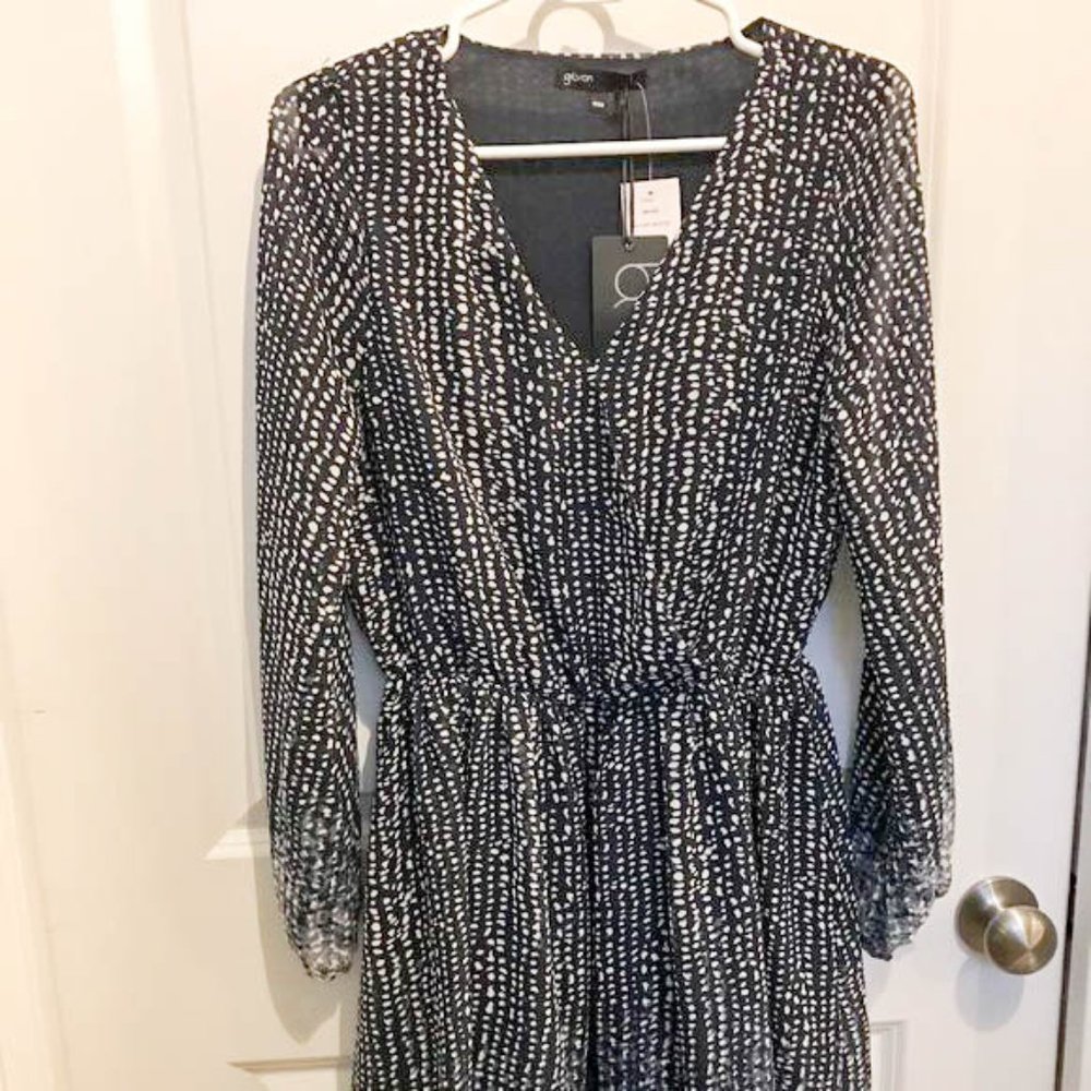 Navy Blue & White Dot Dress - NWT